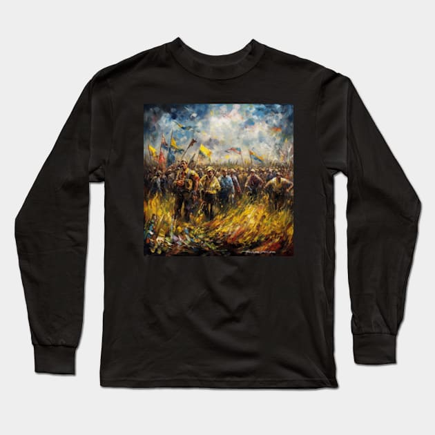 Ukrainian troops go home with victory Long Sleeve T-Shirt by Yurii